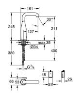 GROHE Essence Wastafelkraan Opbouw - uitloop 12.7cm - electronisch - Batterij 6V - chroom 36445000 - thumbnail