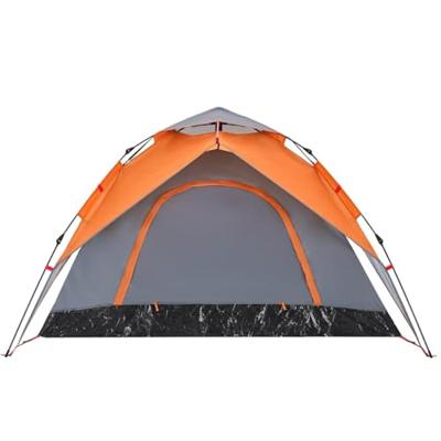 VidaXL Koepeltent 5-persoons snelontgrendeling grijs en oranje VidaXL Koepeltent 5-persoons snelontgrendeling grijs en oranje