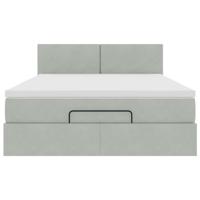 Ottoman bed met matras en LED's 160x200cm fluweel lichtgrijs - thumbnail