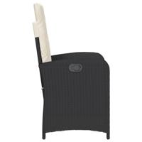 Tuinstoelen 2 st verstelbaar met kussens poly rattan zwart - thumbnail