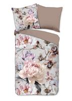 Descanso Dekbedovertrek "bloemen" - Grijs - (155x220 cm) - Katoen Satijn - thumbnail