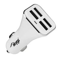 Akyga USB-oplader 34 W 4x USB-A Wit Auto - thumbnail