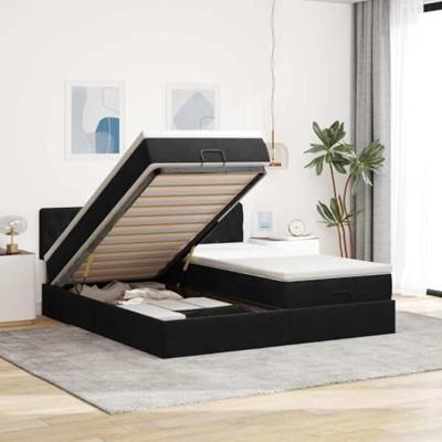 Ottoman bed met matrassen 200x200cm fluweel zwart