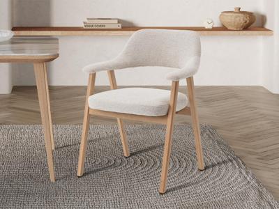 Stoel RAZMOK massieve lichte eik/beige stof Stoel RAZMOK massieve lichte eik/beige stof