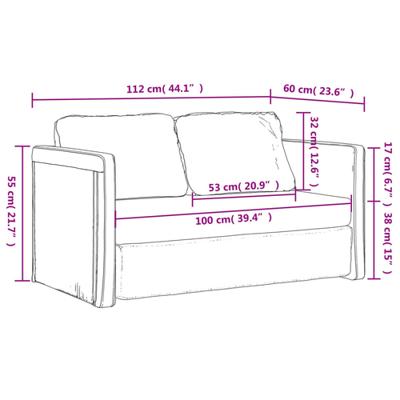 Slaapbank vloermodel 2-in-1 112x174x55 cm kunstleer crmekleur - thumbnail