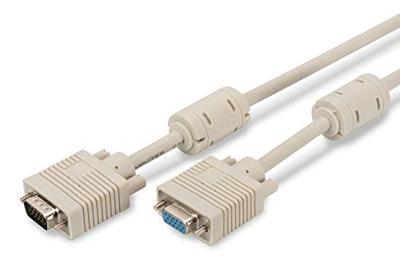 Assmann AK-310203-018-E VGA monitorverlengkabel (HD15, stekker op bus, 1,8 m, 3-coax/7C, 2x Ferriet)