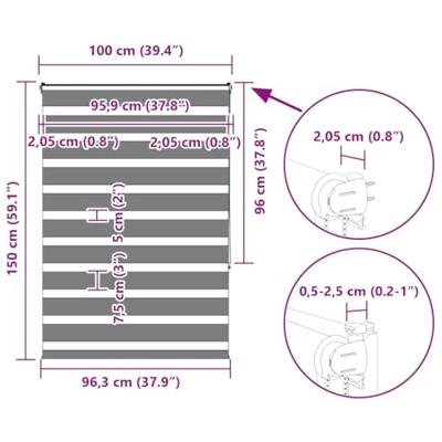 VidaXL Zebra rolgordijn 100x150 cm stofbreedte 95,9 cm polyester bruin VidaXL Zebra rolgordijn 100x150 cm stofbreedte 95,9 cm polyester bruin