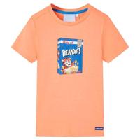 Kindershirt met korte mouwen 128 neonoranje - thumbnail