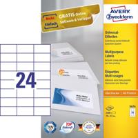 Etiket Avery Zweckform 3474 70x37mm wit 2400stuks - thumbnail