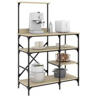 VidaXL Bakkersrek 90x40x132 cm bewerkt hout en metaal sonoma eiken - thumbnail