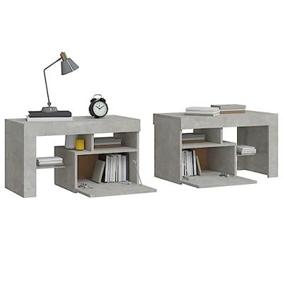 Nachtkastjes 2 st LED-verlichting 70x36,5x40 cm betongrijs