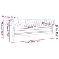 Driezitsbank Chesterfield-stijl stof zwart - thumbnail