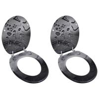 Toiletbrillen met deksels 2 st water MDF - thumbnail