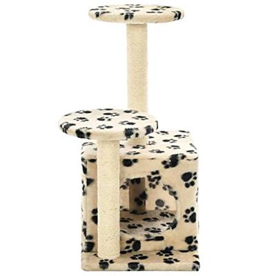 VidaXL Kattenkrabpaal met sisal krabpalen 60 cm pootafdrukken beige