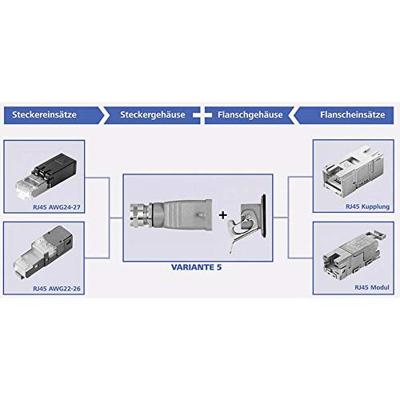 Telegärtner 100007421 STX V5 RJ45-flensset variant 5 Koppeling, inbouw Aantal polen: 8P8C Aluminium 1 stuk(s)