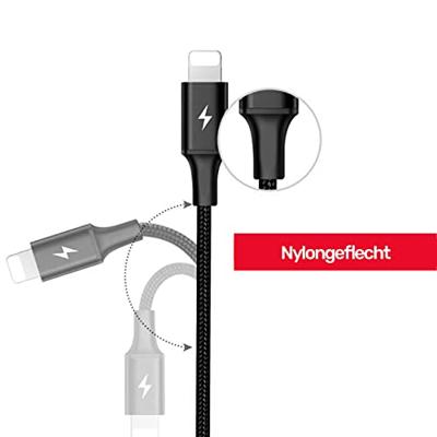 Unitek Premium Multi 3 in 1 USB-oplaadkabel universele meervoudige lader kabel Micro USB/type C/Lightning 3A 1,2 m voor iPhone/Android Smartphone - zwart.