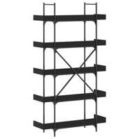 Boekenkast 5-laags 100x33x180,5 cm bewerkt hout zwart - thumbnail