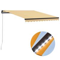VidaXL Luifel handmatig uittrekbaar met led 300x250 cm geel en wit - thumbnail