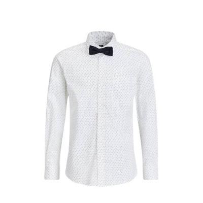 WE Fashion regular fit overhemd met vlinderdas wit/zwart