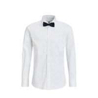 WE Fashion regular fit overhemd met vlinderdas wit/zwart - thumbnail