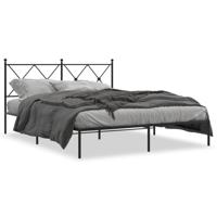 Bedframe met hoofdbord metaal zwart 150x200 cm - thumbnail