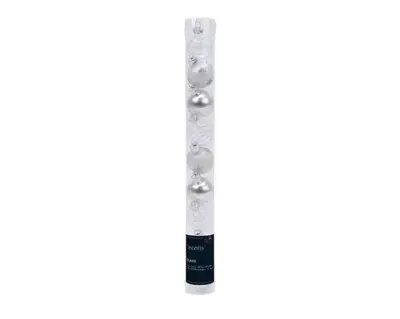 9 Glazen kerstballen 3 cm mix winter wit zilver Decoris - Decoris