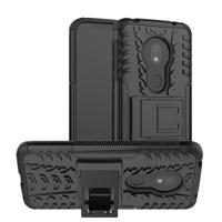 Band textuur TPU + PC schokbestendige Case voor Motorola Moto G7 spelen met houder (zwart) - thumbnail
