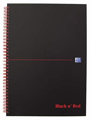 Oxford BLACK N&apos; RED spiraalblok karton, 140 bladzijden ft A4, gelijnd