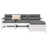 4-delige Loungeset massief grenenhout wit - thumbnail
