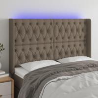 Hoofdbord LED 163x16x118/128 cm stof taupe - thumbnail