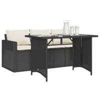 2-delige Tuinset met kussens poly rattan zwart - thumbnail