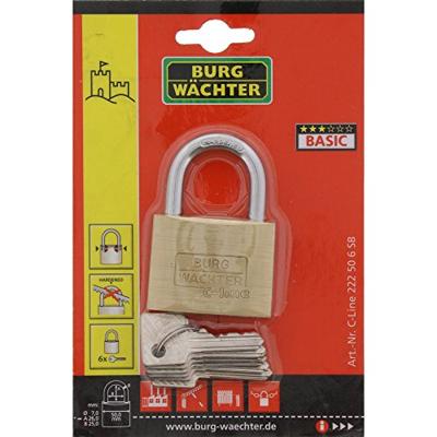 Burg Wächter 33691 Hangslot 50.00 mm Verschillend sluitend Messing Sleutelslot Burg Wächter 33691 Hangslot 50.00 mm Verschillend sluitend Messing Sleutelslot