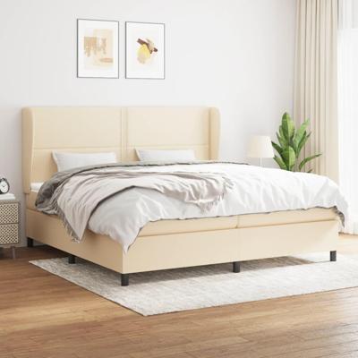 Boxspring met matras stof crèmekleurig 200x200 cm