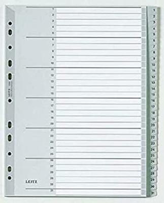 Leitz tabbladen getallen, plastic, grijs