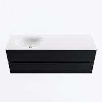 MONDIAZ VICA 140cm badmeubel onderkast Urban 2 lades. Wastafel MOON links 1 kraangat, kleur Talc. - thumbnail