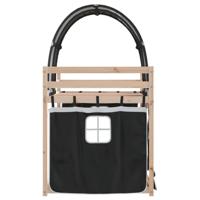 Stapelbed met gordijnen 90x190 cm grenenhout wit en zwart - thumbnail