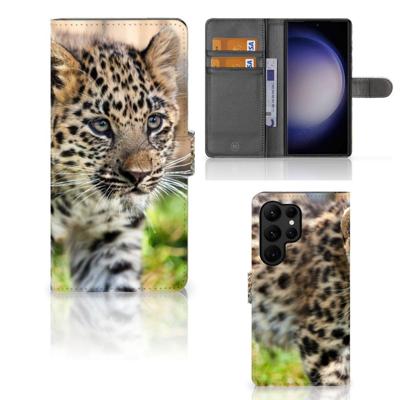 Samsung Galaxy S23 Ultra | Telefoonhoesje | Met pasjeshouder | Baby Luipaard