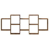 Wandschap 159x18x65 cm bewerkt hout oud houtkleurig - thumbnail