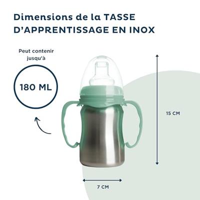 Leerbeker - THERMOBABY - Roestvrij staal - 180 ml - Cactusgroen - Ergonomisch en lekvrij