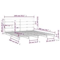 Bedframe zonder matras massief grenenhout wit 140x200 cm - thumbnail