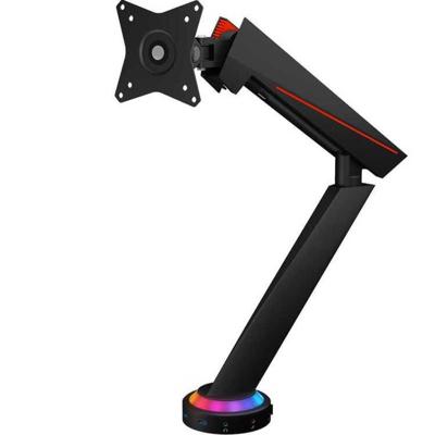 ICY BOX Gaming Monitor houder met RGB voor 1 monitor tot 32 inch (tot 8 kg, VESA 75x75/100x100), geïntegreerde hub, 2x USB 3.0, microfoon-/hoofdtelefoonaansluiting