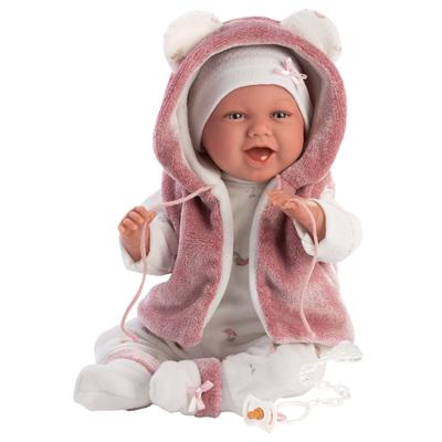 Babypop Mimi Lachebekje Roze vestje met capuchon - 42 cm - thumbnail