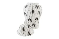 Tibor DKD Home Decor Porselein Zwart Wit Orientaals Blad van een plant (22 x 22 x 42 cm) - thumbnail