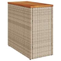 Tuinbijzettafel met houten blad 58x27,5x55 cm poly rattan beige - thumbnail