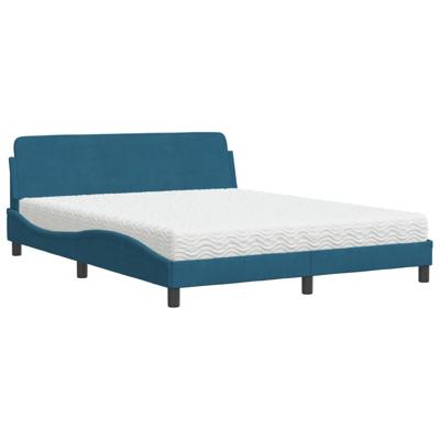 Bed met matras fluweel blauw 160x200 cm