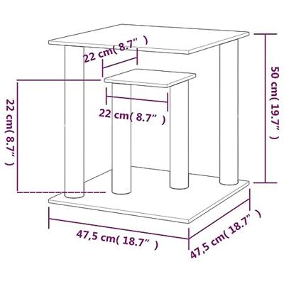 vidaXL Krabpaal met platforms 50 cm crèmekleurig, kattentoren, kattenboom, kattenkrabtoren, kattenkrabpaal, kattenspeelmeubel, kattenklimmeubel