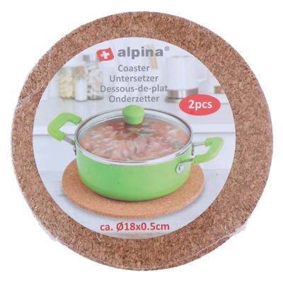 Alpina Onderzetterset 2-delig kurk Ø18cm