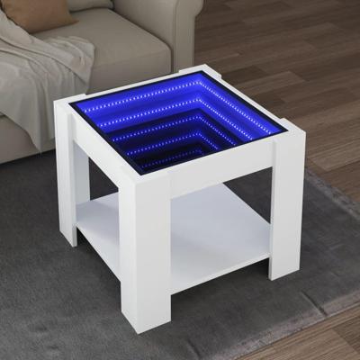 Salontafel met LED 53x53x45 cm bewerkt hout wit Salontafel met LED 53x53x45 cm bewerkt hout wit