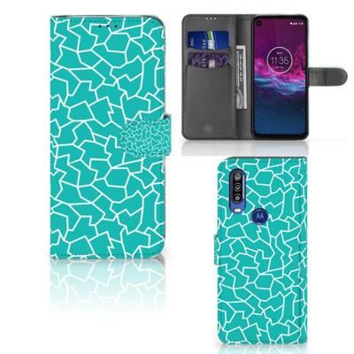 Motorola One Action Hoesje Cracks Blue