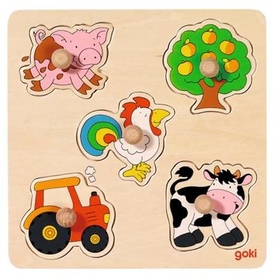 Goki houten noppenpuzzel boerderij